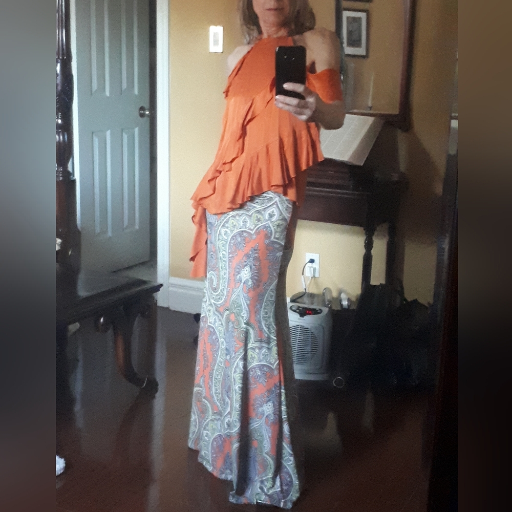 Zara Orange Ruffled Top - Picture 2 of 7